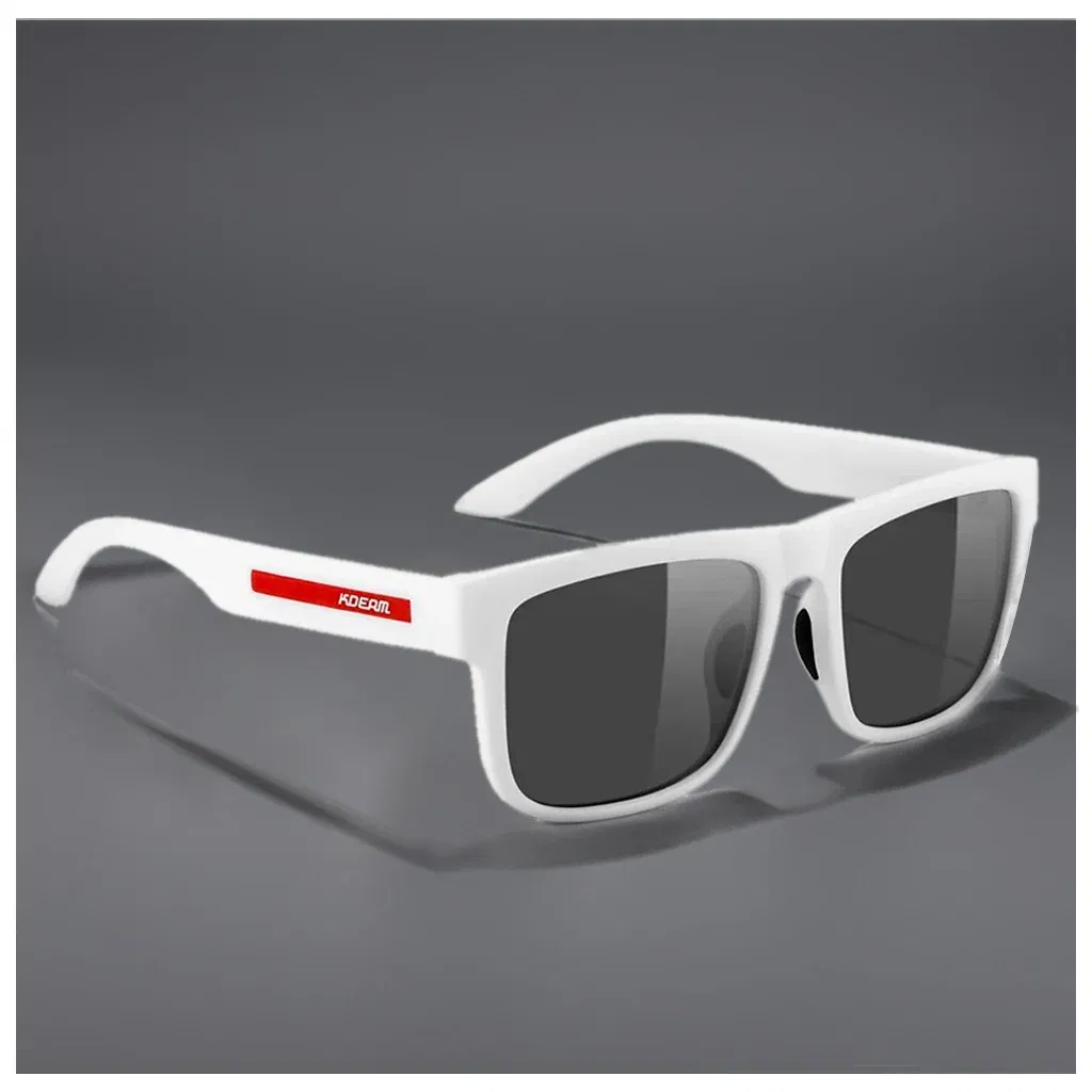 Lenses Color: GRAY, Frame Color: black - 2024 KDEAM New Polarized Sunglasses For Men White Frame UV400 Protection Lens Black Driving Sun Glasses Fishing Eyewear