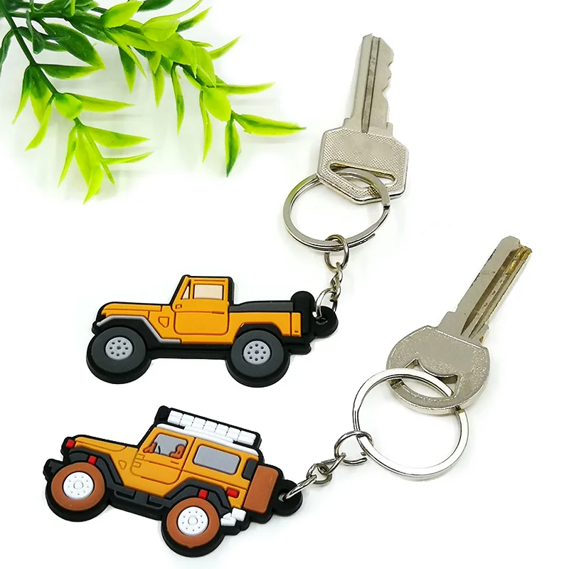 Color: Red - 1PCS PVC Key Ring 6 Colors of Car Shape Keychain charms Colorful Key Chain Key Holder Fit Little Boy Gift Kids Toys