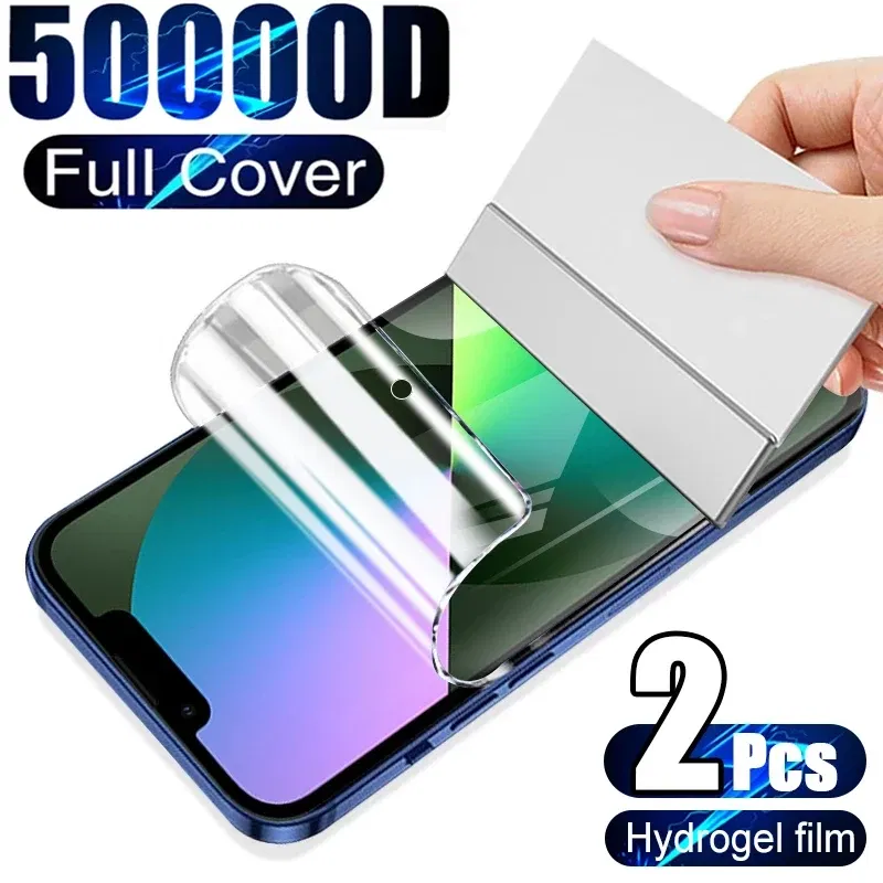 Color: Sky blue, Bundle: Bundle2 - 2Pcs Hydrogel Film for IPhone 12 13 Pro Max Mini Screen Protectors for IPhone 11 14 Pro XS Max X XR 6 6s 7 8 Plus SE Not Glass