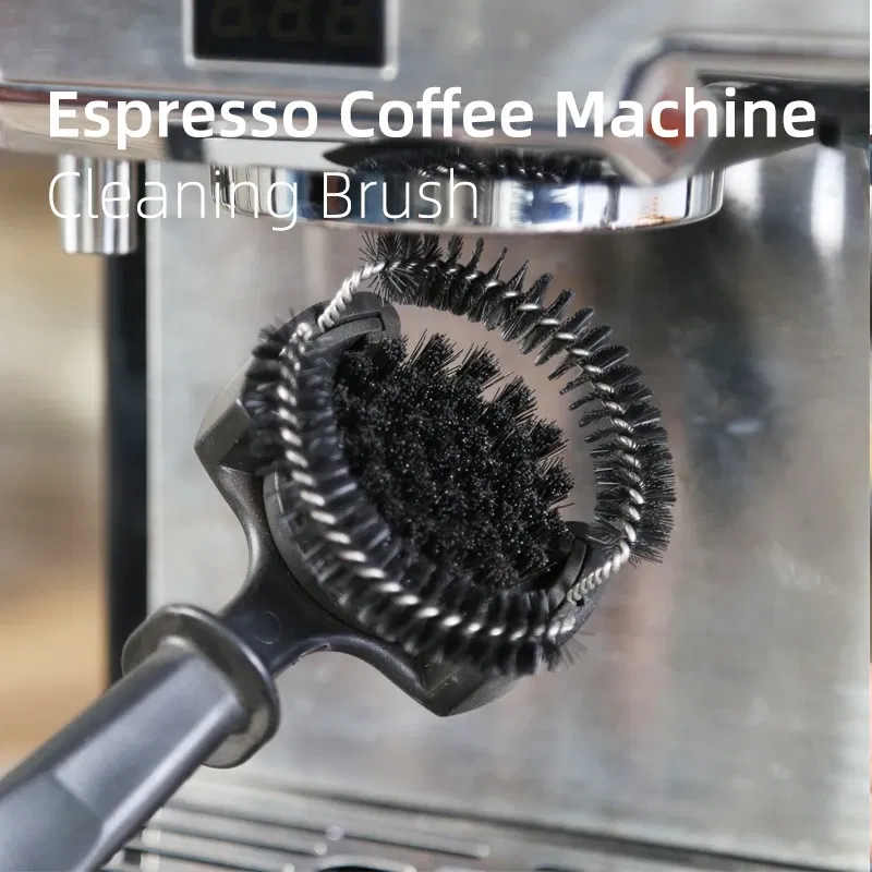 Color: Brown - 51/58mm Coffee Machine Brush Cleaner Removable Coffee Maker Espresso Group Head Semi-automatic Kitchen Cleaning Tool