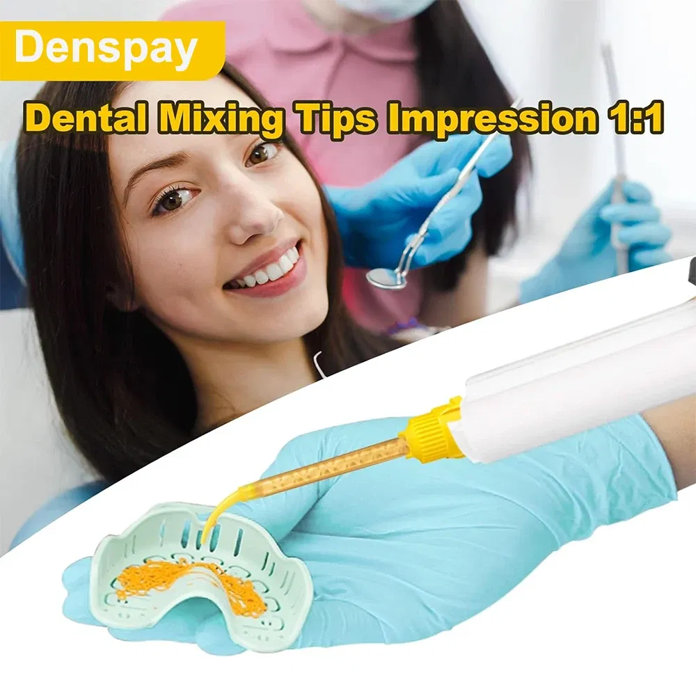 Color: Pink - Denspay 50Pc Dental Silicone Rubber Conveying Mixing Head Disposable Impression Materials Mixing Tube Dentistry Materials