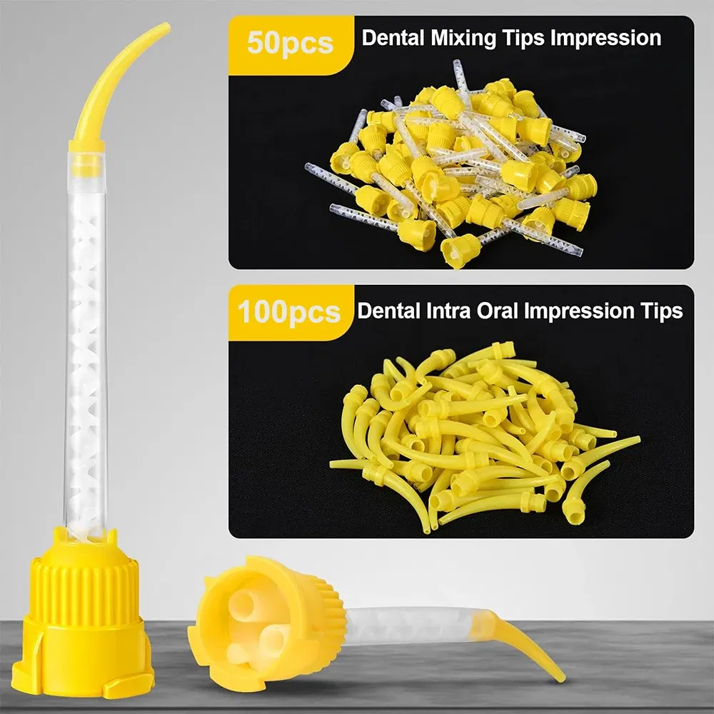 Color: Pink - Denspay 50Pc Dental Silicone Rubber Conveying Mixing Head Disposable Impression Materials Mixing Tube Dentistry Materials
