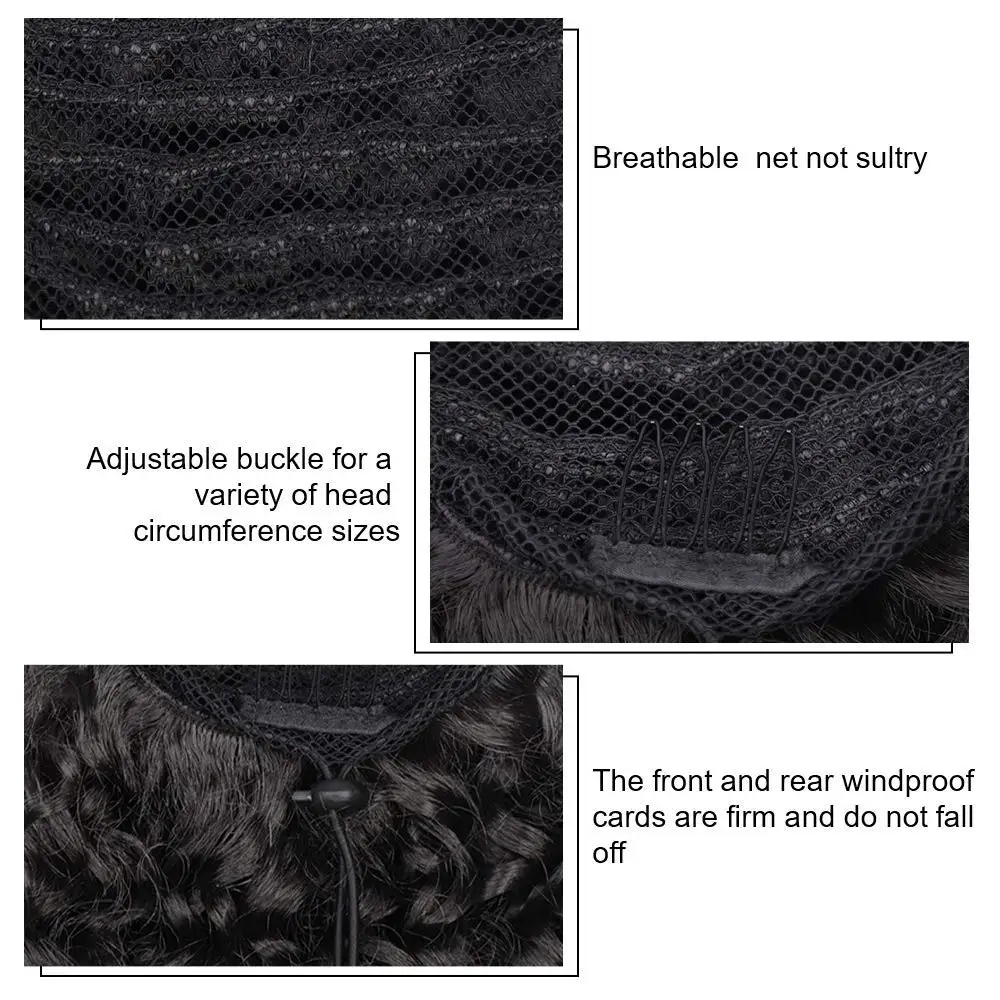 Color: 1B/30HL - Synthetic Drawstring Curly Ponytail Extension for African Women Short Afro Kinky Ponytail Extension