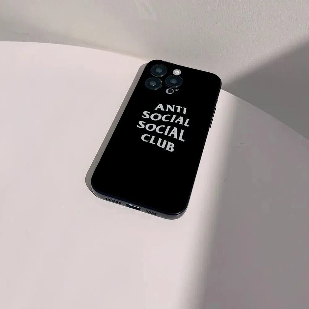 Color: Brown, Material: PP - Anti Social Social Club Phone Case For IPhone 16 15 14 13 Pro Max 11 12 Mini X Xs XR Se 2022 Black Silicone Cover
