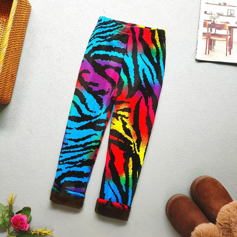 Color: Dark Grey, Kid Size: 5 - Autumn Winter Print Flowers Thick Warm Kids Toddler Baby Girls Leggings Children's Pants