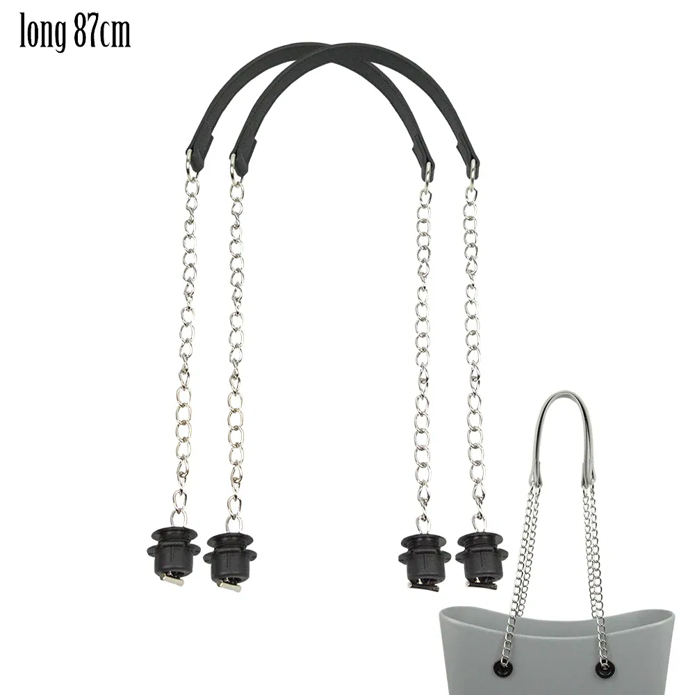 Ships From: CHINA, Color: Brown - New Tanqu 1 Pair Silver Long Thick Single Chain with OT metal buckle Black screws for Obag O bag Handles for Women Bag Handbags