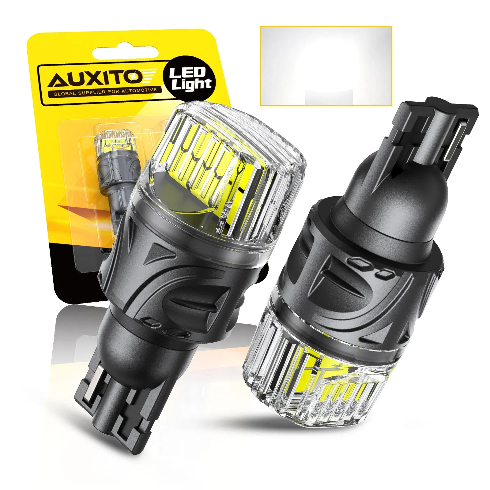 Emitting Color: WHITE - AUXITO 2Pcs T15 W16W LED Bulb No Error White Yellow Super Bright 921 912 LED Canbus Tail Lamp Brake Lights Car Automotive Light