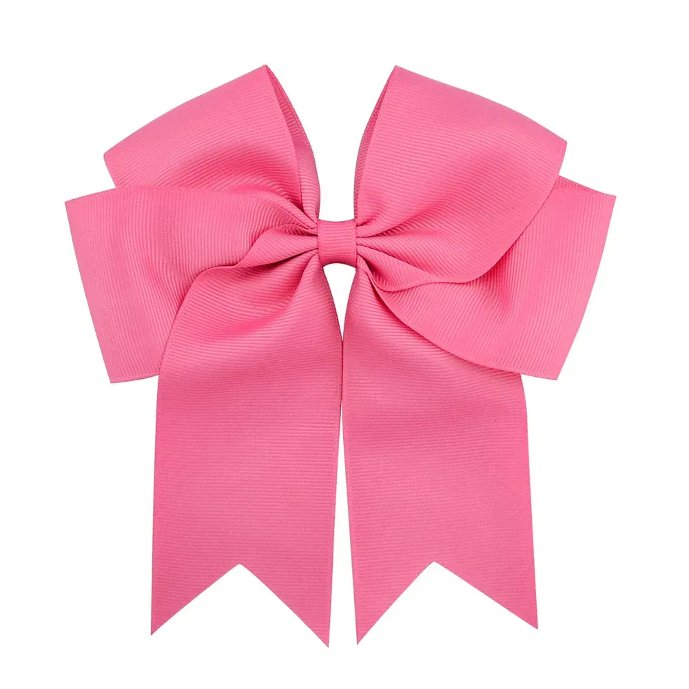 Color: Red - 6 Inches Colorful Elegant Hair Bows With Clip Kids Girls Grosgrain Ribbon Hair Clip Hairgrips Headwear Baby Hair Accessories