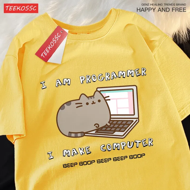 Color: Dark Grey, Size: L - I Am Programmer I Make Computer Mens T Shirts Summer Cotton T-Shirt Oversized Loose Short Sleeve Crewneck Tee Clothes Fashion