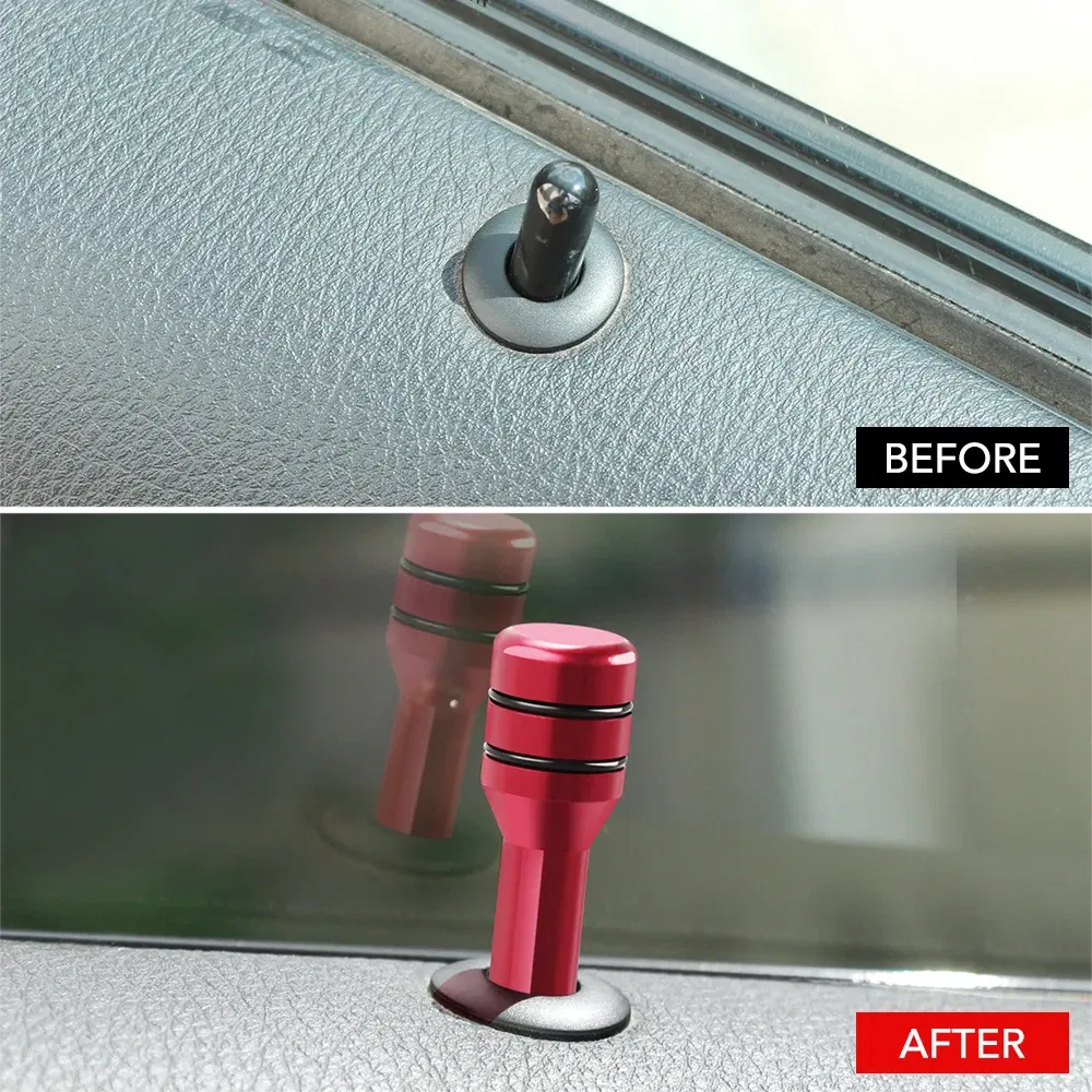 Color: Orange - Car Alloy Door Lock Pins Lock Pin Screw Knob For Mercedes Benz W201 A B C Class GLA W176 CLK W209 W202 W220 W204 W203 W210 W124