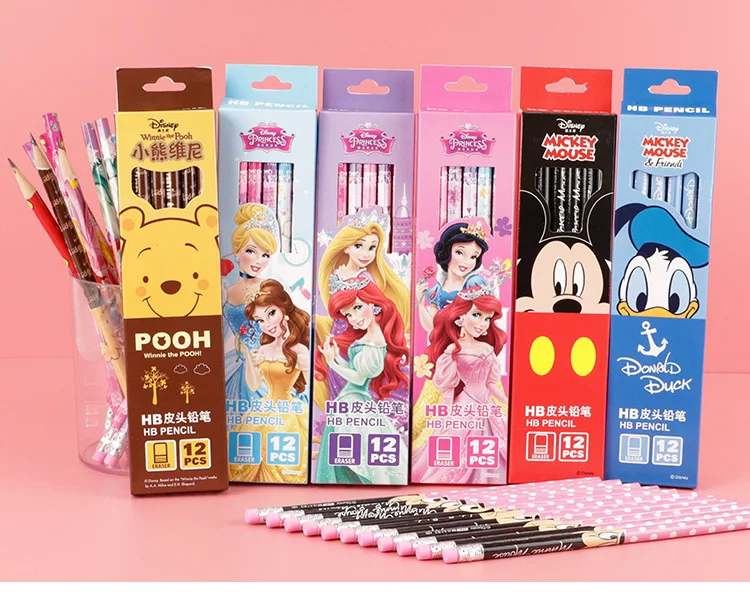 Color: DARK GRAY - Disney Stitch Pencil Cute Cartoon Action Anime Figures Minnie Mickey Winnie The Pooh Belle Alice Pencil Cartoon Childrens Gifts