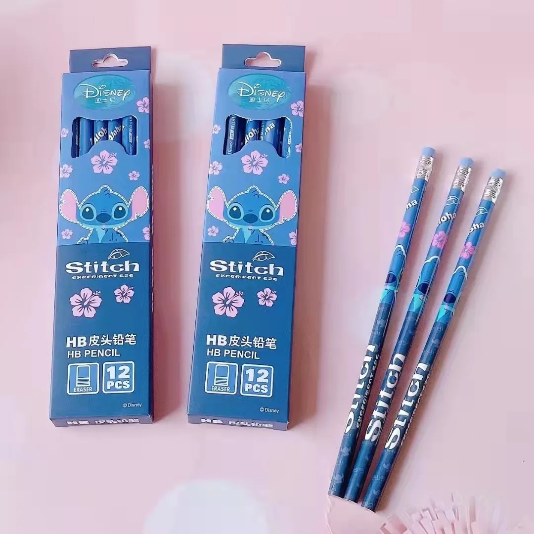 Color: DARK GRAY - Disney Stitch Pencil Cute Cartoon Action Anime Figures Minnie Mickey Winnie The Pooh Belle Alice Pencil Cartoon Childrens Gifts