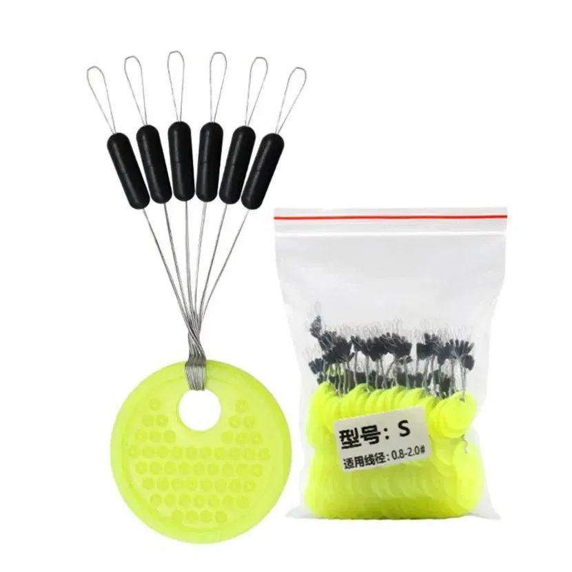 Color: Golden - 10 groups (60pcs) 0.4-8.0# Fishing Line Stopper Silicone Space Bean Stopper Fishing Float Anti-Strand Fishing Bobber Float