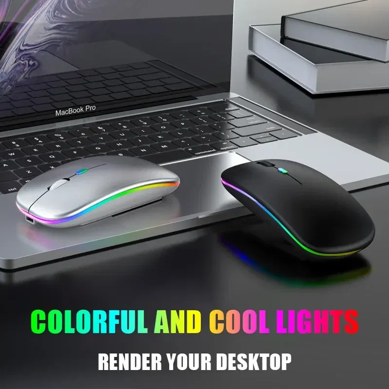 Color: Silver - Tablet Phone Computer Bluetooth Wireless Mouse Charging Luminous 2.4G USB Wireless Mouse Portable Mouse
