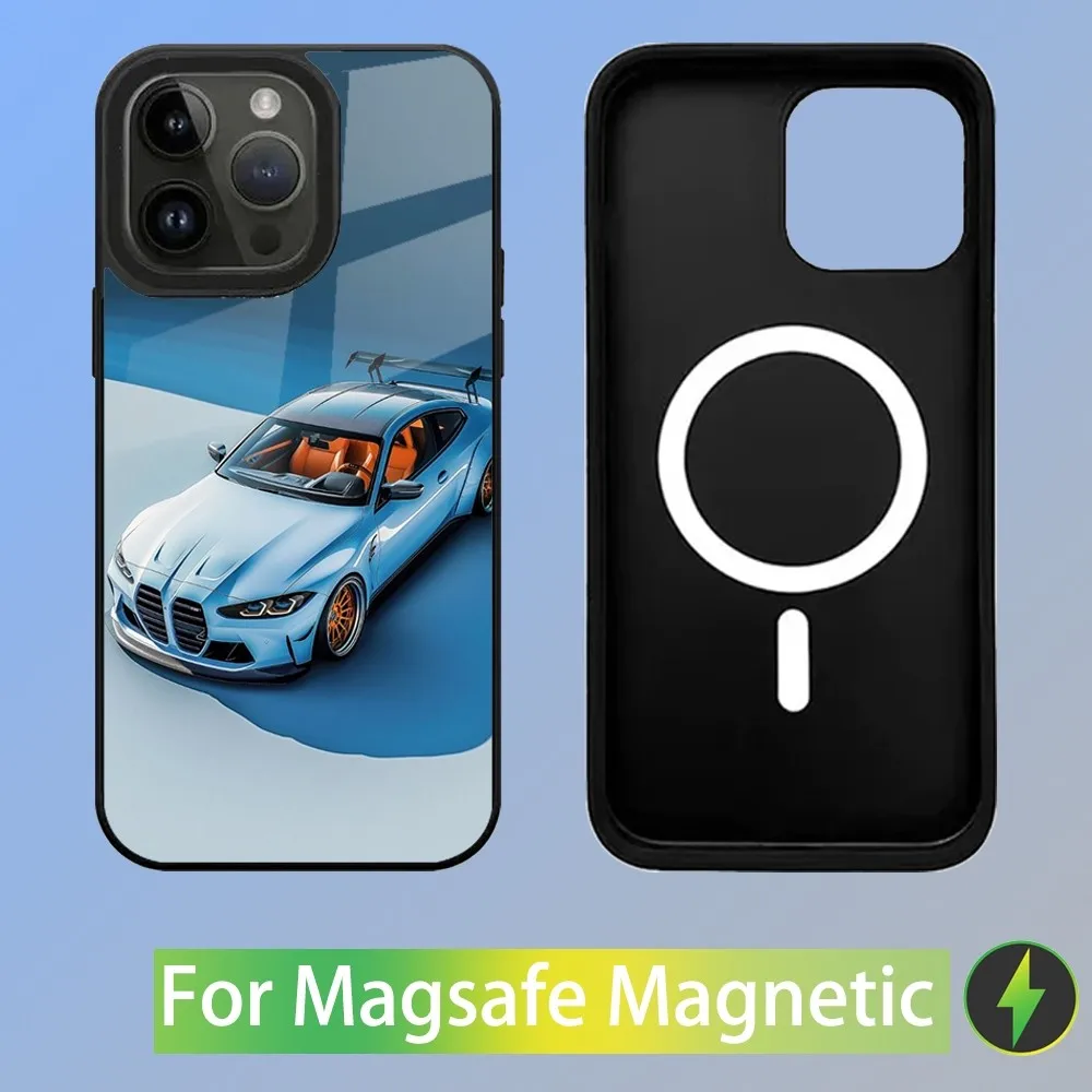 Color: Clear, Material: Silicon - Cool Sport Car B-BMW Phone Case For iPhone 16,15,14,13,12,11,Plus,Pro,Max Mini Magsafe Magnetic Wireless Charging