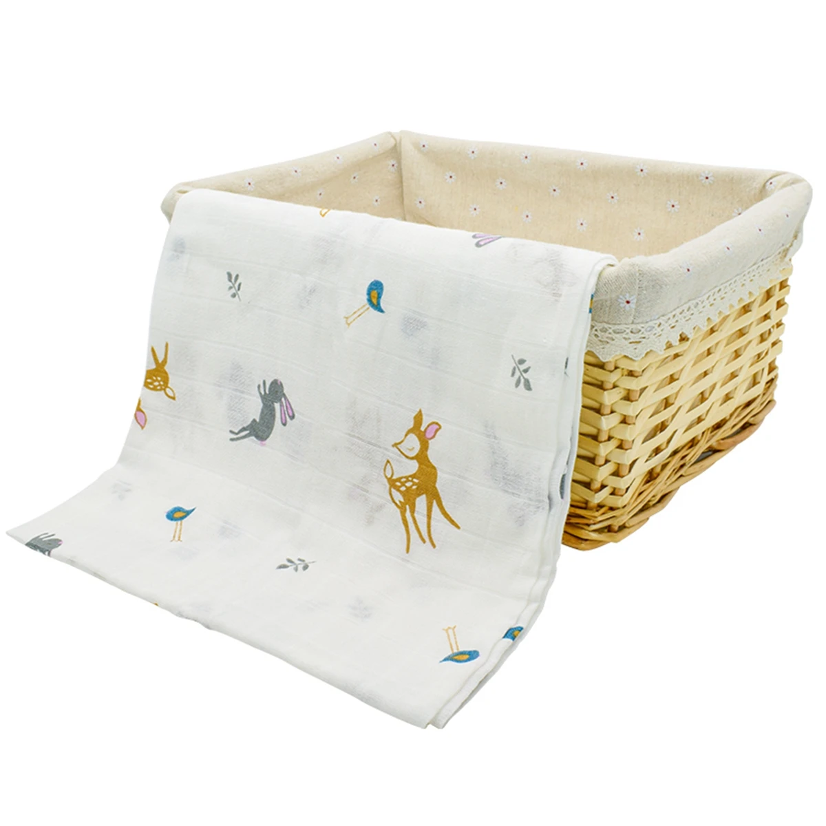 Color: Green - 1Pc Muslin 100% Cotton Baby Swaddles Soft Newborn Wrap INS Style Infant Blankets 120*110CM