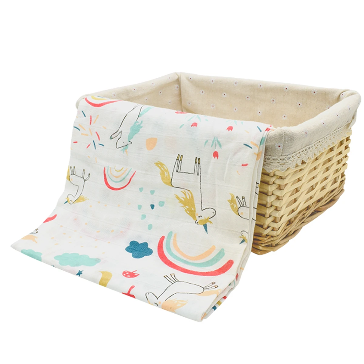 Color: Green - 1Pc Muslin 100% Cotton Baby Swaddles Soft Newborn Wrap INS Style Infant Blankets 120*110CM