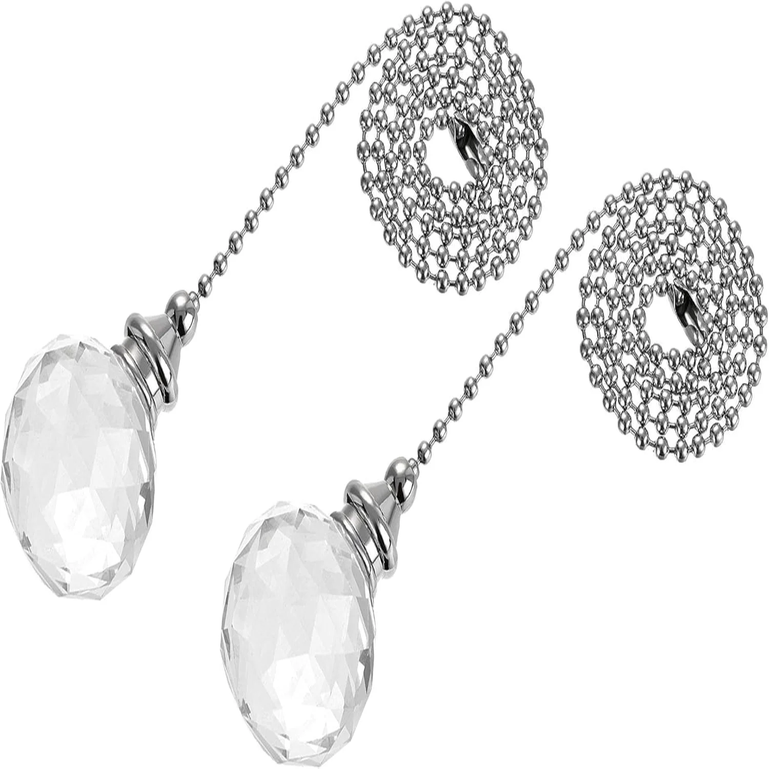 Color: Red, Ships From: CHINA - Ceiling Fan Pull Chain, 20 Inch Nickel Finish Chain Ornament Extension, 30mm Red Crystal Ball Pendant 2Pcs