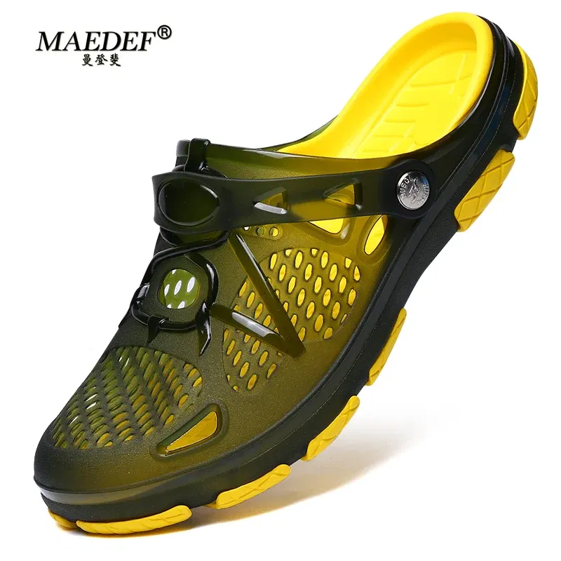 Color: Dark Grey, Shoe Size: 40 - MAEDEF Fashion Men Slippers Summer Waterproof Beach Slippers Hot Sale Casual House Bathroom Slides Non Slip Outdoor Men's Shoes