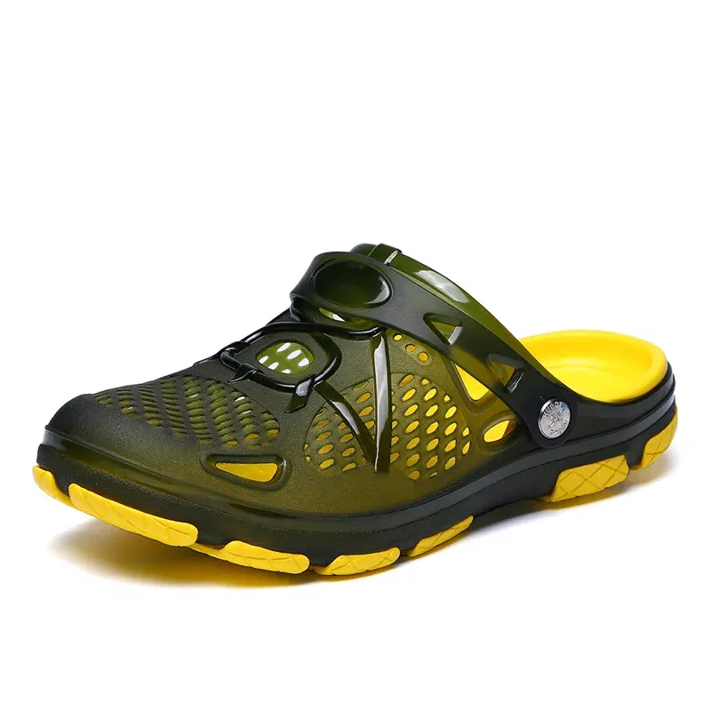 Color: Dark Grey, Shoe Size: 40 - MAEDEF Fashion Men Slippers Summer Waterproof Beach Slippers Hot Sale Casual House Bathroom Slides Non Slip Outdoor Men's Shoes