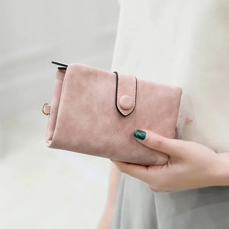 Color: GRAY - MIYIN 2024 New Wallet Women's Short Korean Cute Buckle Double Discount Multi Card Change Handbag