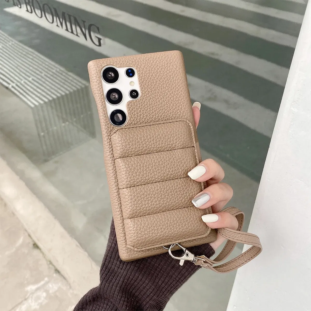 Color: black, Material: CANVAS - Luxury Lanyard Wallet Case For Samsung Galaxy S21 FE S22 S23 Plus Note 20 Ultra A52 A53 A54 5G Lichee Pattern Leather Cover