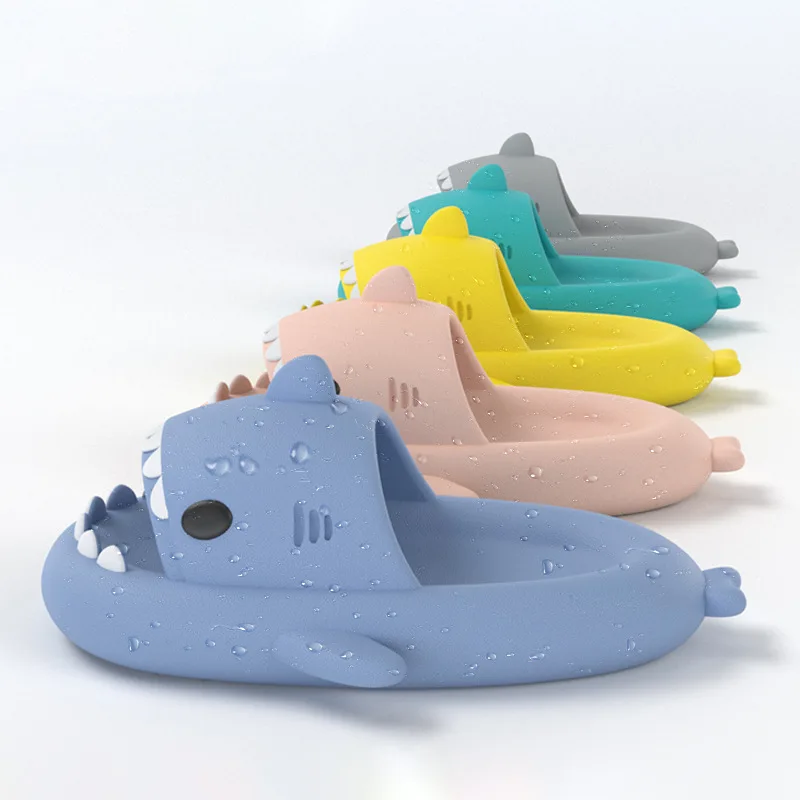 Color: green, Shoe Size: 35.5 - Shark Slides Women Slippers Men Flip Flops Home Couple Kids Bathroom Flat Shoes Outdoor Beach Funny Sandals Men Slippers