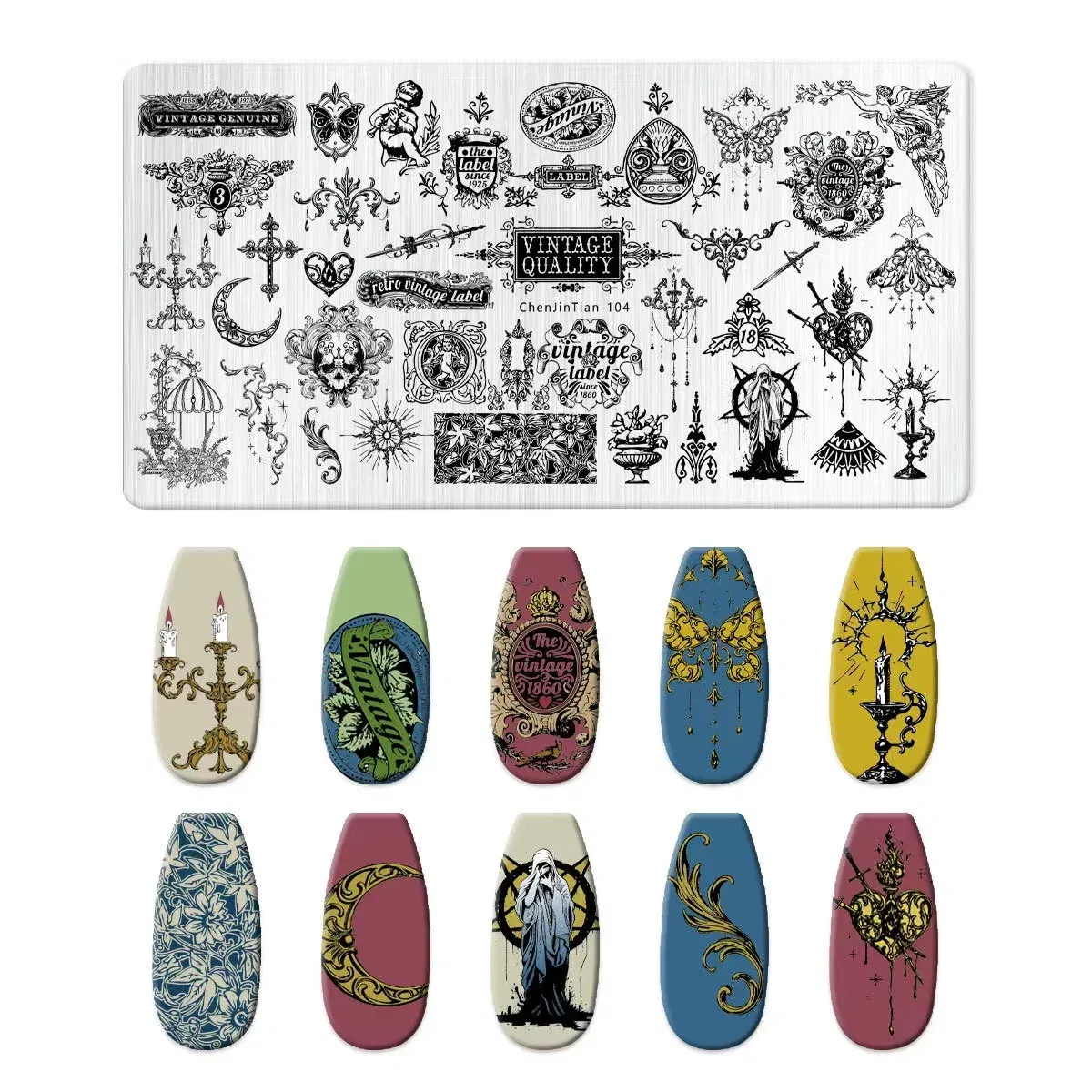 Color: Sky blue - Cartoon Animal Nail Art Templates Stamping Plate Palace style Design Flower Glass Temperature Lace Stamp Templates Plates Image