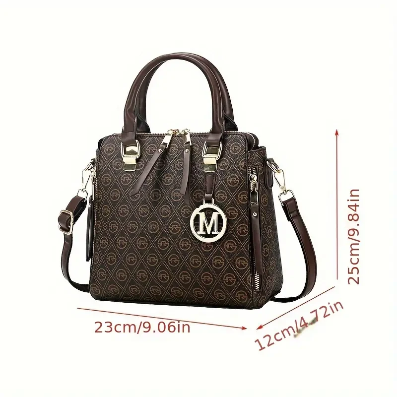 Stylish 'M' Graphic PVC Shoulder Bag