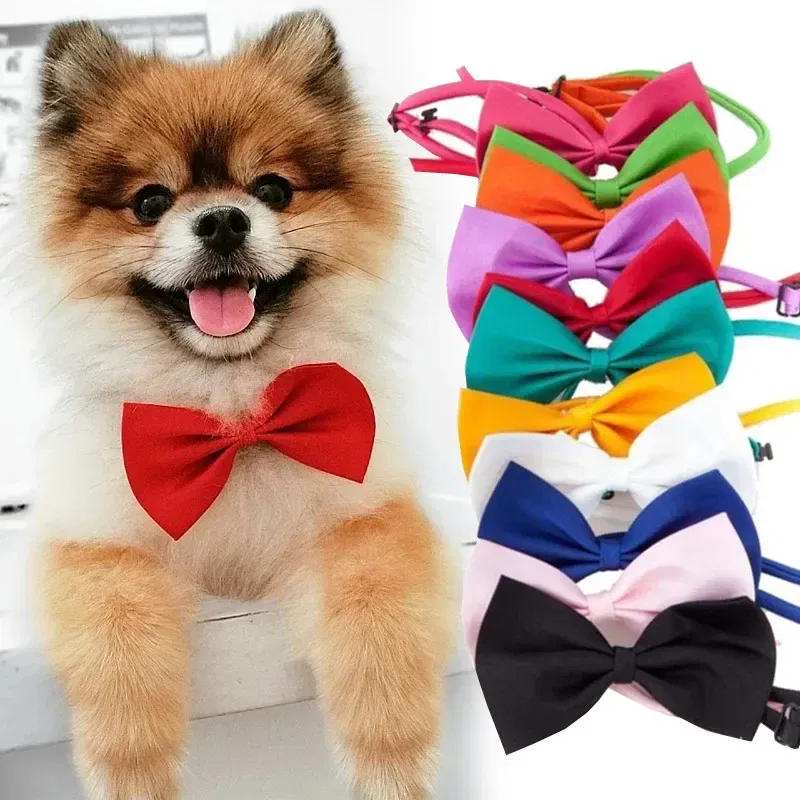 Color: Burgundy - Pet Dog Cat Necklace Adjustable Strap for Cat Collar Dogs Accessories pet dog bow tie puppy bow ties dog Pet supplies