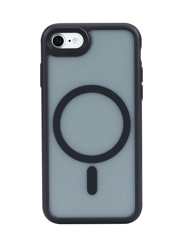 Color: black, Material: ABS - Magnetic Luxury Matte Translucent Armor Shockproof Case For iPhone 7 8 SE2 SE3 7Plus 8Plus For Magsafe Wireless Charge Cover