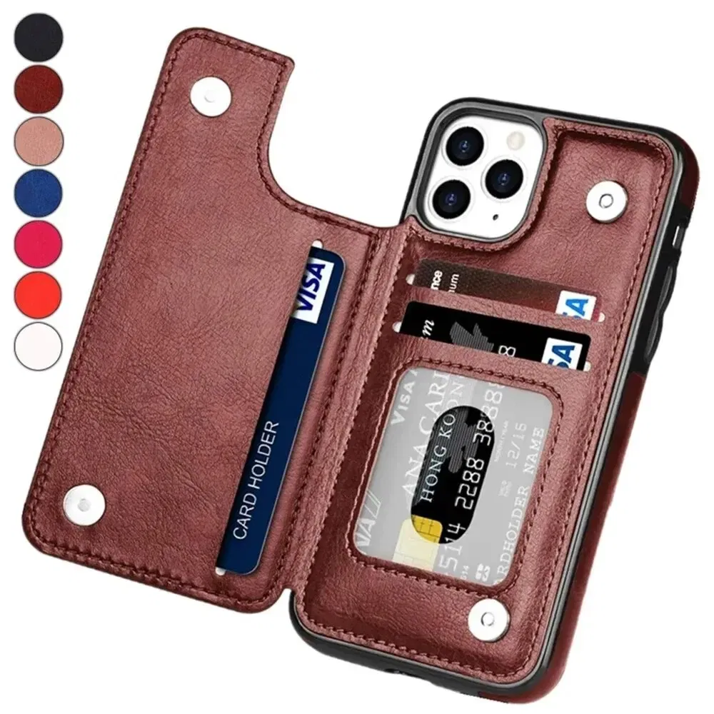 Material: artificial leather, Color: Black - Leather Wallet Case for iPhone 15 14 13 12 11 Pro Max Mini Wallet Case XR X XS Max 8 7 6S 6 Plus SE 2022 2020 Card Holder Flip
