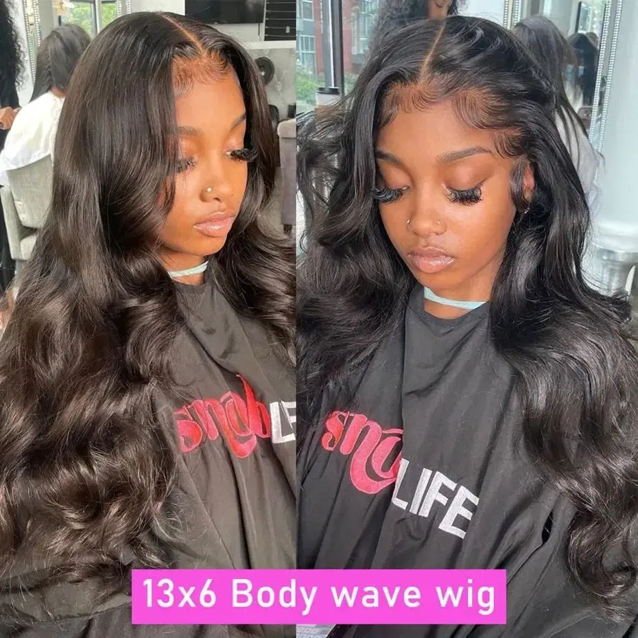 Color: #1B, Ships From: CHINA, Stretched Length: 18inches, Density: 150% - 13x6 13x4 Body Wave Glueless Wig HD Transparent Lace Front Wig Human Hair Pre Plucked Brazilian 4x4 Lace Closure Wigs For Women