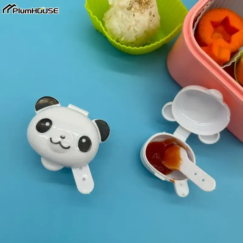 Color: Clear - 2Pcs Lunch Bento Soy Sauce Box Container Cute Plastic Condiment Dispenser Mini Portable Salad Dressing Tomato Ketchup Bottle Jar