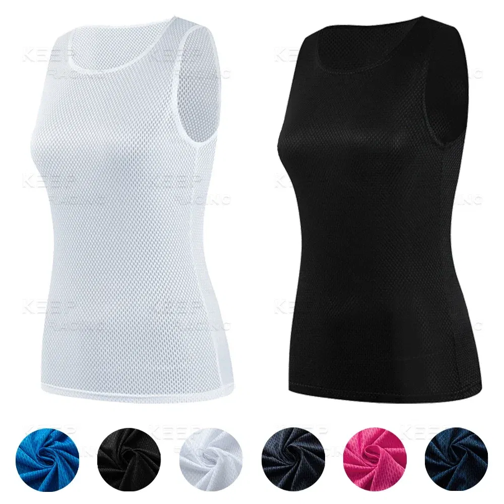 Color: Black, Size: XXL - Women Cycling Base Layers Colorful Cycling Jersey Blue Quick Dry Vest Breathable Pink Undershirt Elastici Vest Road Bike Jerseys