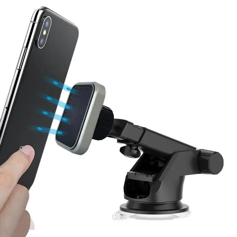 Ships From: CHINA, Color: WHITE - Magnetic Phone Holder For Car Windscreen, Suction Cup Base Robotic Arm Phone Bracket for Car Dashboard, 360 Degrees Rotation