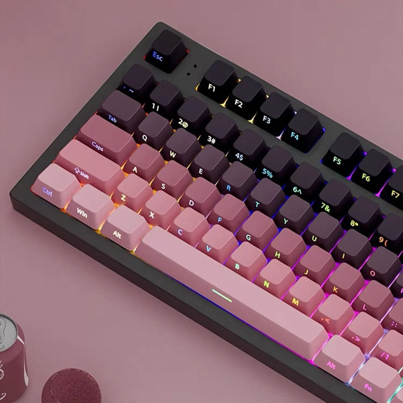 Color: green - Gradient Keycaps Side Printed Shine Through PBT Double Shot OEM Profile for MX Switches Gaming Keyboard 130+key caps