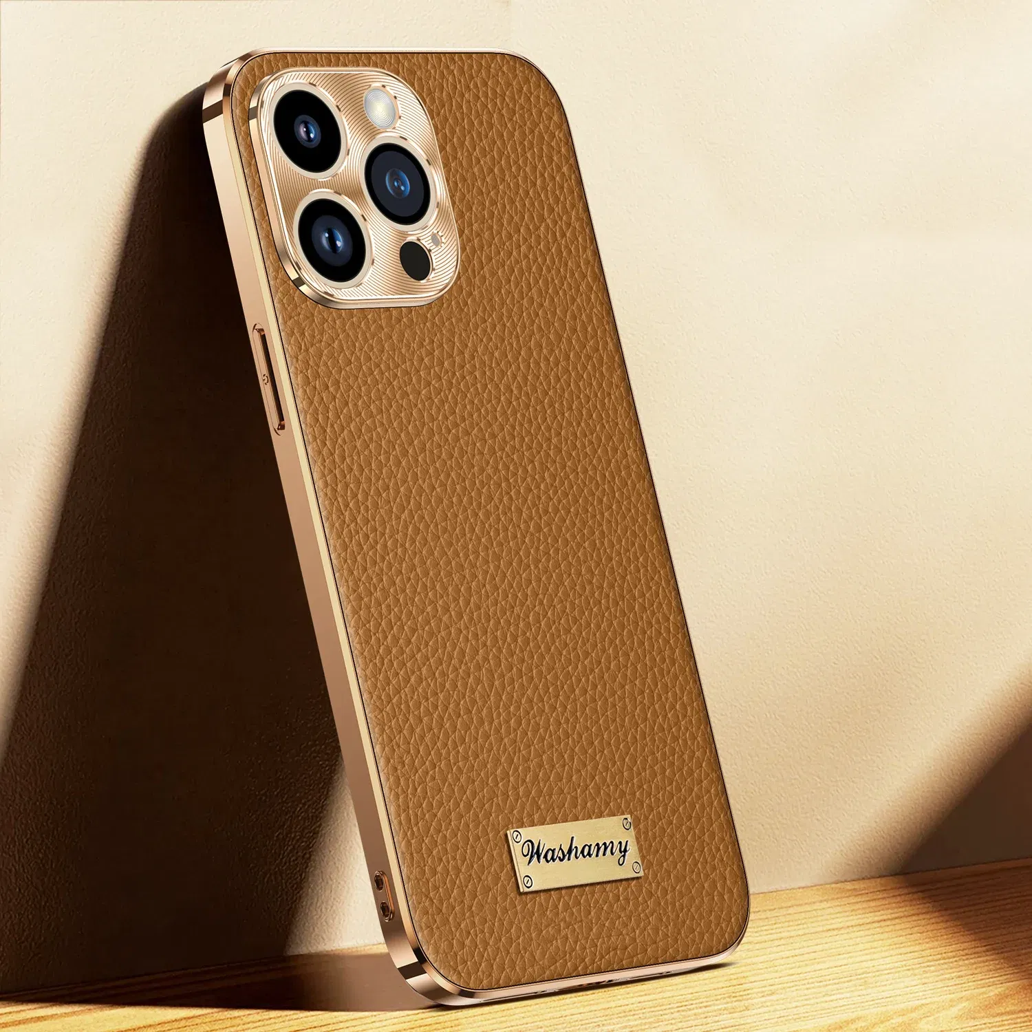 Color: Blue, Compatible-Phone Models: For iPhone 14 Pro - Luxury Genuine Leather Phone Case For iPhone 15 14 13 Pro Max Plating Soft Silicone Frame Shockproof Cover For iPhone 16 Pro Max