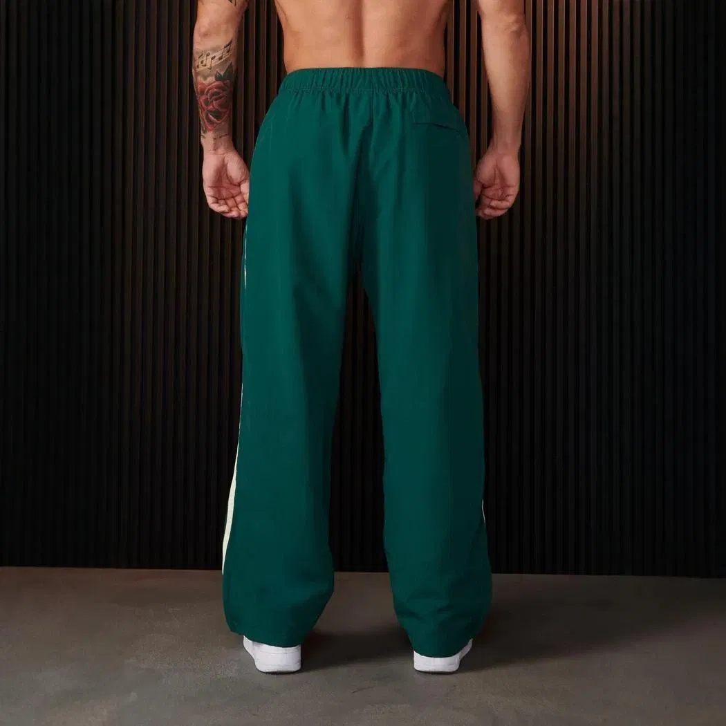 Color: Gold, Size: L - Jogger Men's Sweatpants Gym Sports Fitness Splicing Strips Printing Mid Waist Casual Pants Ya Fashion Men Clothing Wide Leg Pan