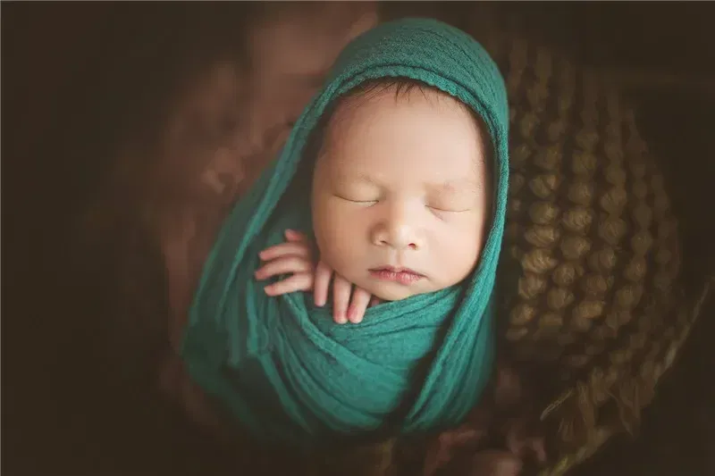Color: green - Newborn Photography Props Wrap Baby Blanket Soft Stretchable Cotton Swaddling Photography Backdrop Babies Accessories