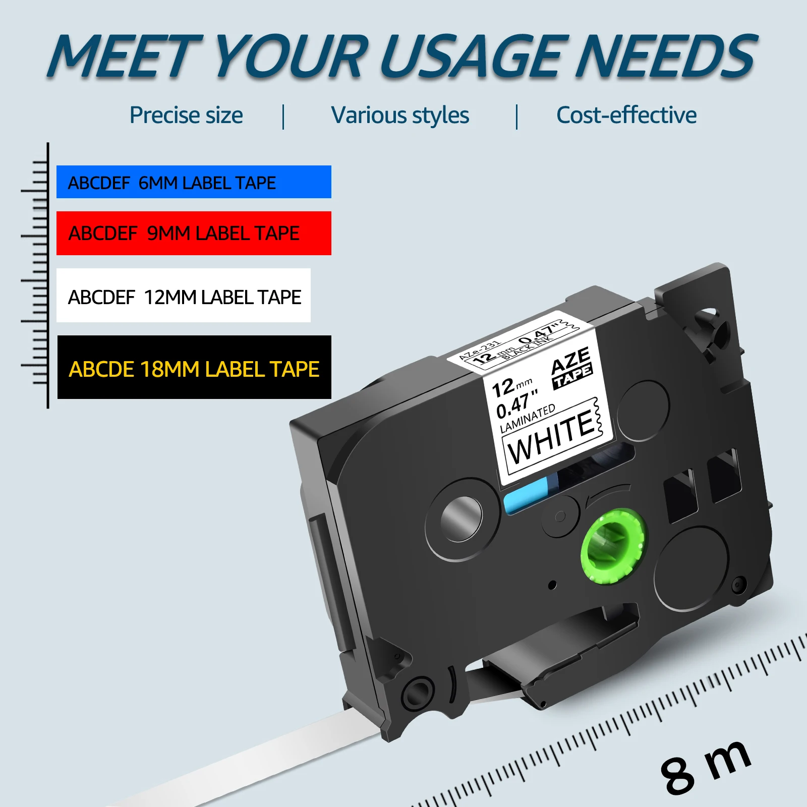 Color: light yellow, Width: 18mm - Greencycle 10PK TZe 231 Label cassettes Compatible for Brother Ptouch Printer Black on white Label tape 6mm 9mm 12mm 18mm 24mm