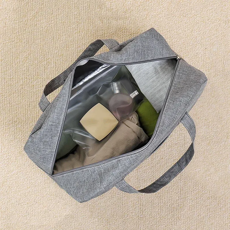 Color: Beige - Fashion Folding Travel Bag Women Oxford Travel Weekend Overnight Bags Luggage Tote