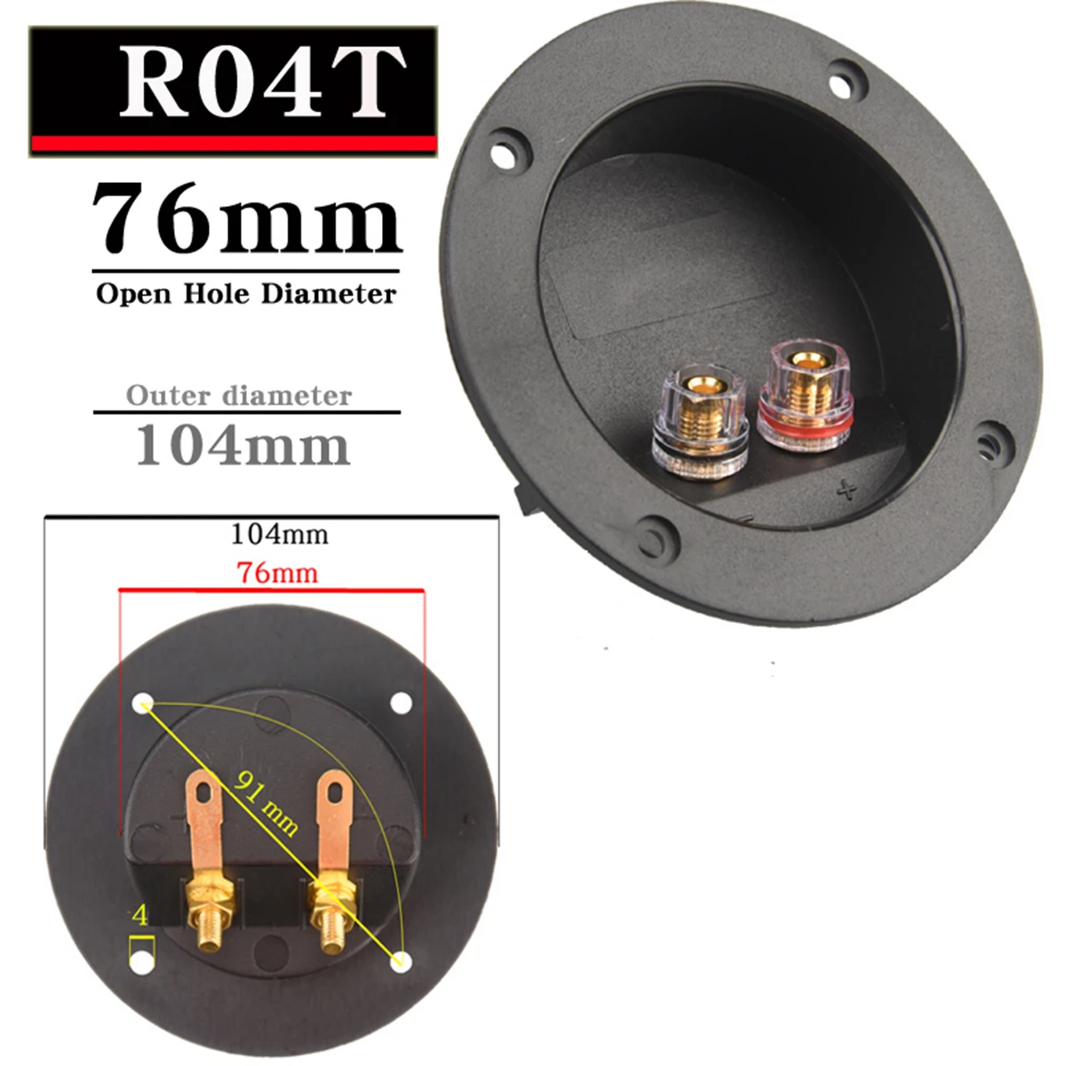 Color: Rose Red, Bundle: Bundle 3 - HIFIDIY LIVE Square circle (Install Hole 49-76) speaker junction Box  Terminal Shell 2 copper Binding Post Wire Cable Connector