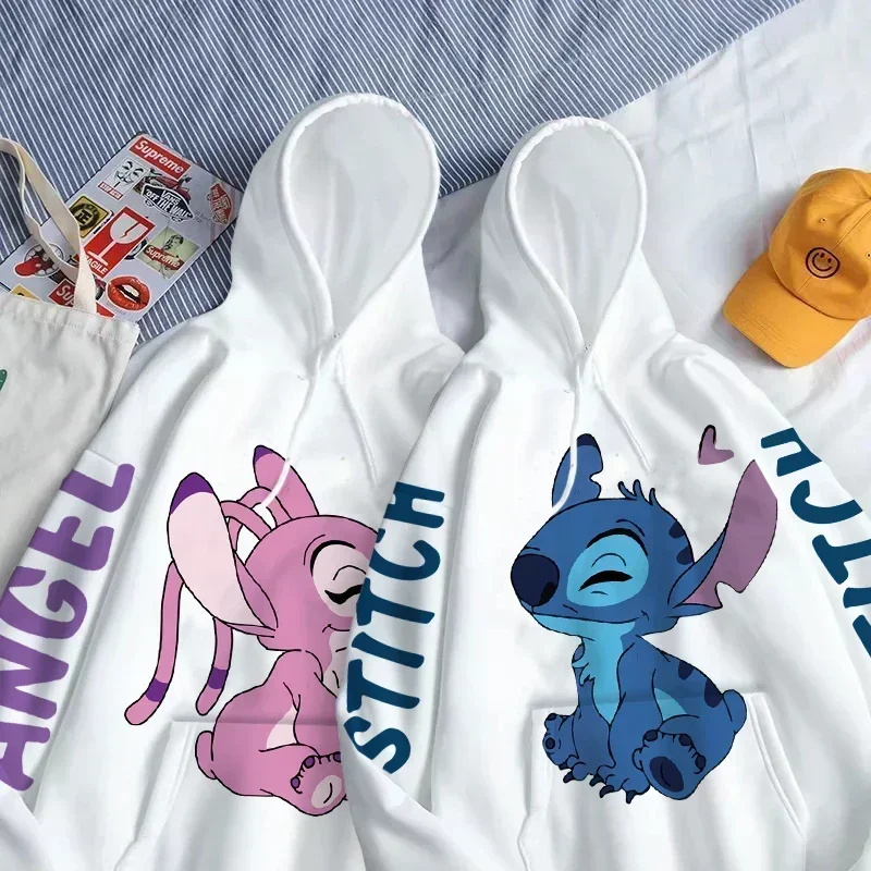 Color: Khaki, Size: 5T - Disney Hoodie Fashion Stitch Angel Monster Letter Cartoon Sweatshirt Pullover Cute Harajuku Unisex Women's Pocket Top