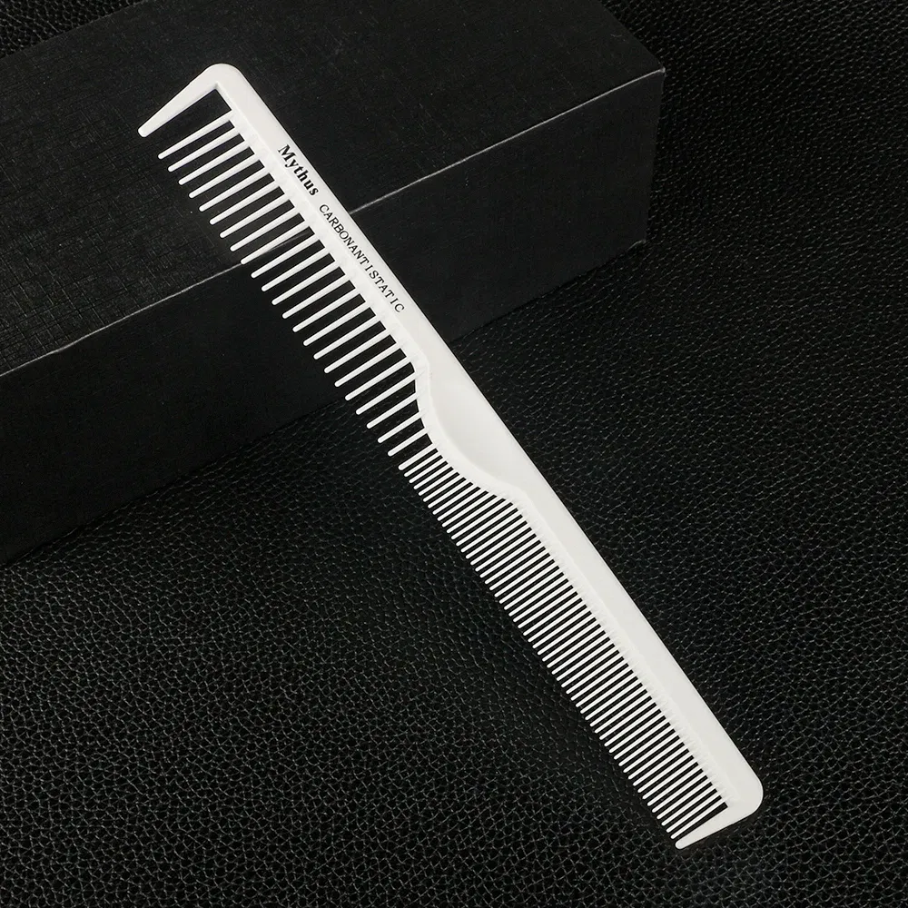 Color: Light Blue - Mythus Hairdressing Carbon Comb For Haircut Barber Anti Static White Rat Tail Comb Beauty Professional Hair Styling Tools Comb