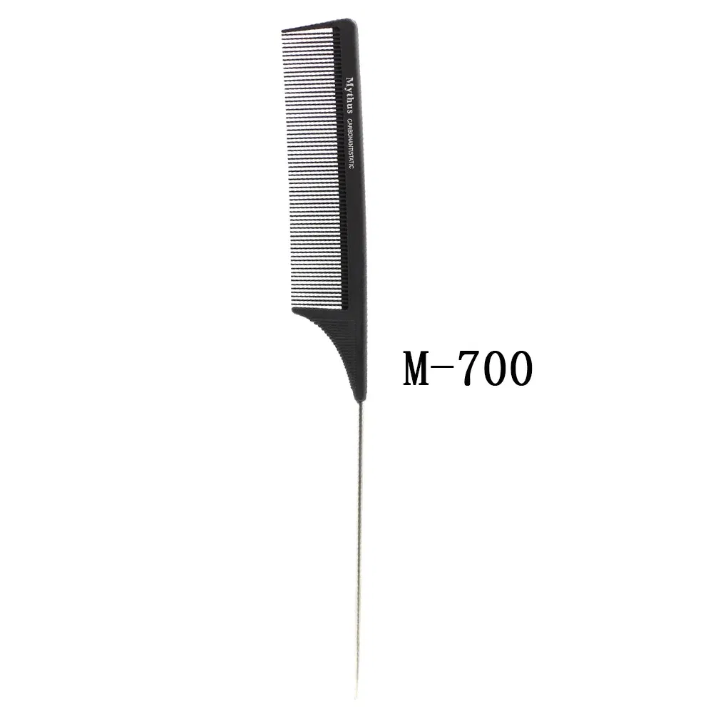 Color: Light Blue - Mythus Hairdressing Carbon Comb For Haircut Barber Anti Static White Rat Tail Comb Beauty Professional Hair Styling Tools Comb