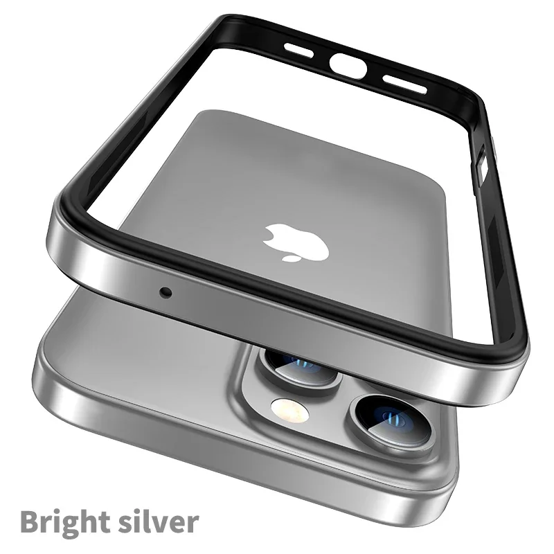 Color: SKY BLUE, Material: Microfiber - Titanium Metal Frame Bumper Shockproof Case for IPhone 16 15 Pro Max Plus 5G for Apple Solid Colour Protection Phone Cover