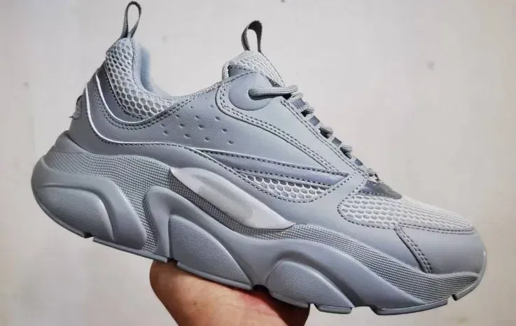 Color: GRAY, Shoe Size: 45 - 2025 new B22 sports and leisure thick soled fashionable retro breathable men's and women's height increasing casual shoes