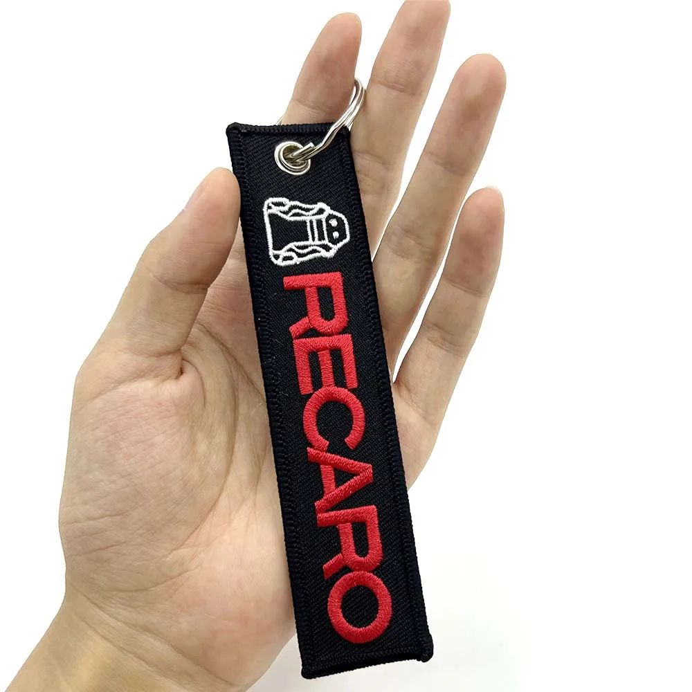 Color Name: Orange - JDM HKS Keychain Embroidered Woven Personality Fashion Cloth ADVAN Key Chain Car Motorcycle Key Rings Key Holder Pendant Nos