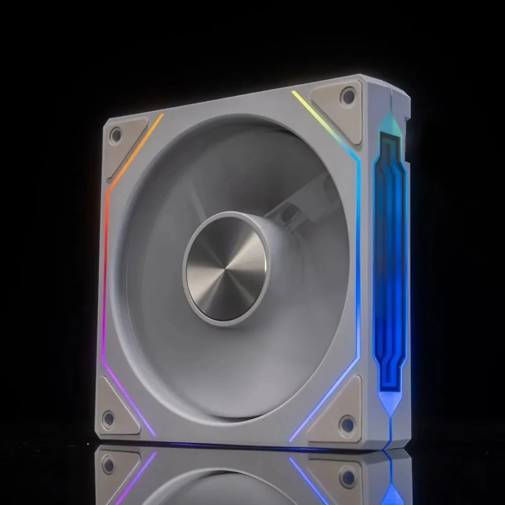 Color: GRAY, Blade Color: Other, RGB Support: A-RGB - Prism 4RS ARGB CPU Case Fan 120mm Infinity Mirror Design 5V 3PIN Motherboard Lighting Sync 4PIN PWM 800-1800RPM Case Cooler Fan